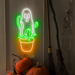 Ghost With Cactus Neon Sign Halloween Party Decor