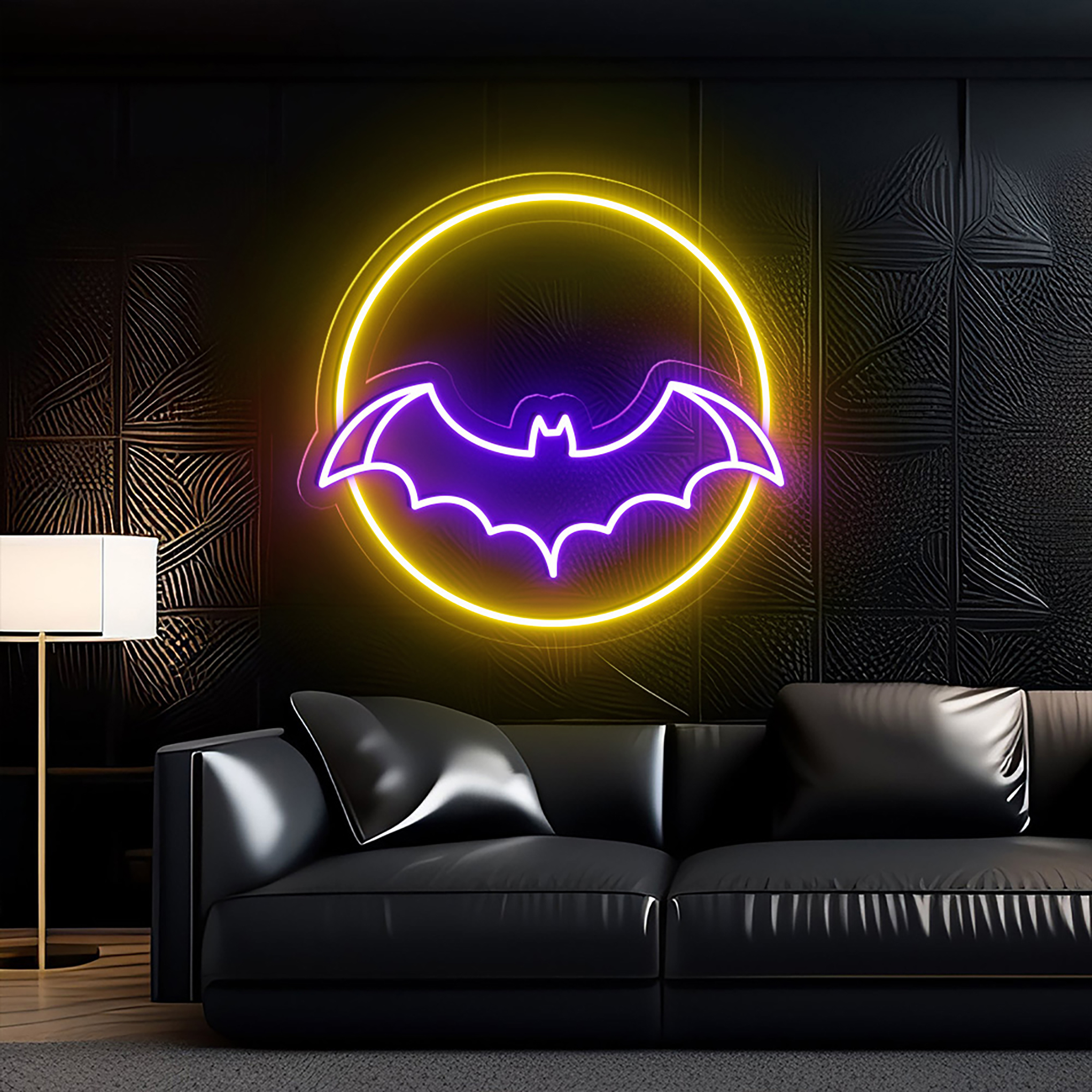 Bat And Moon Neon Sign Halloween Party Decor