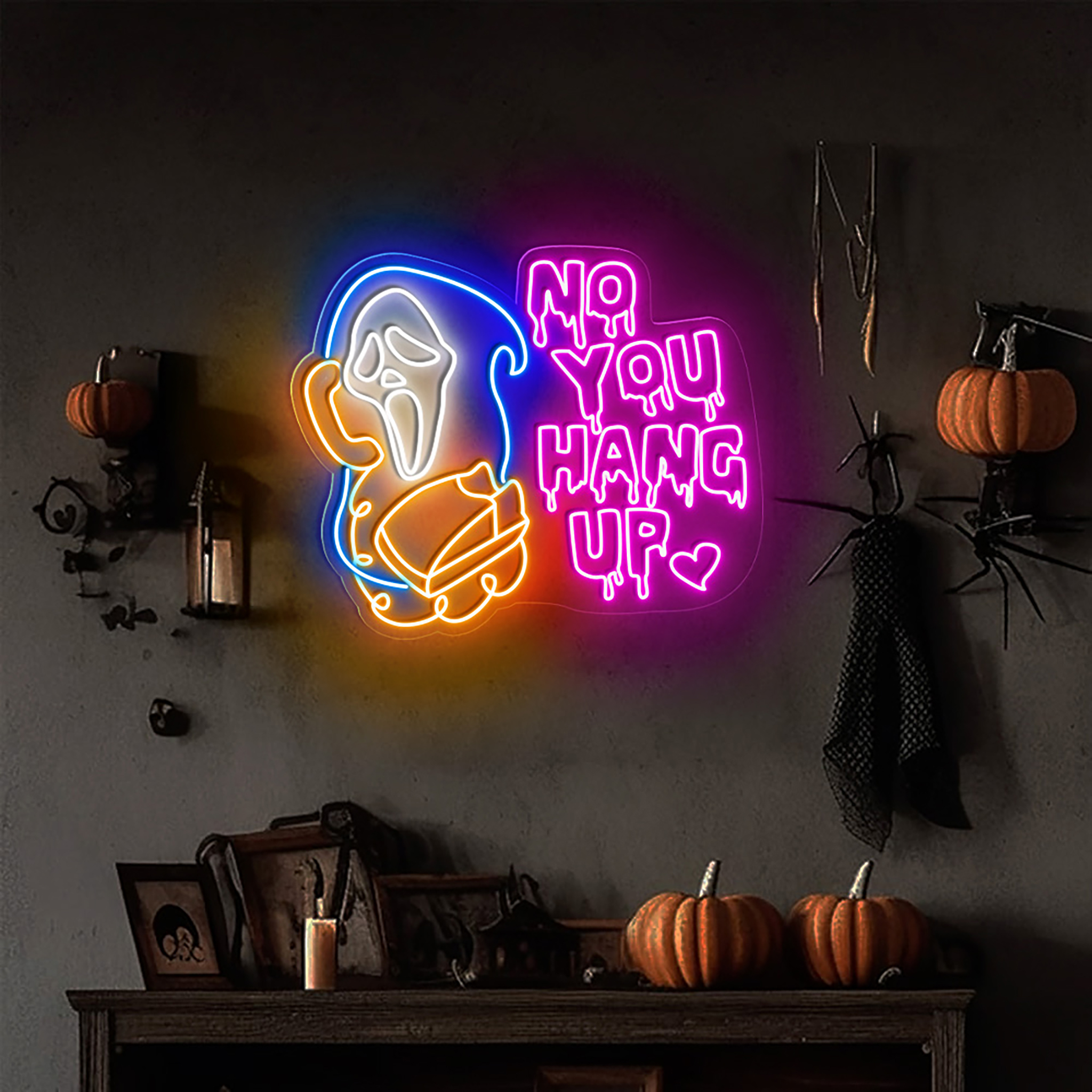 No You Hang Up Neon Sign Halloween Wall Art Decor