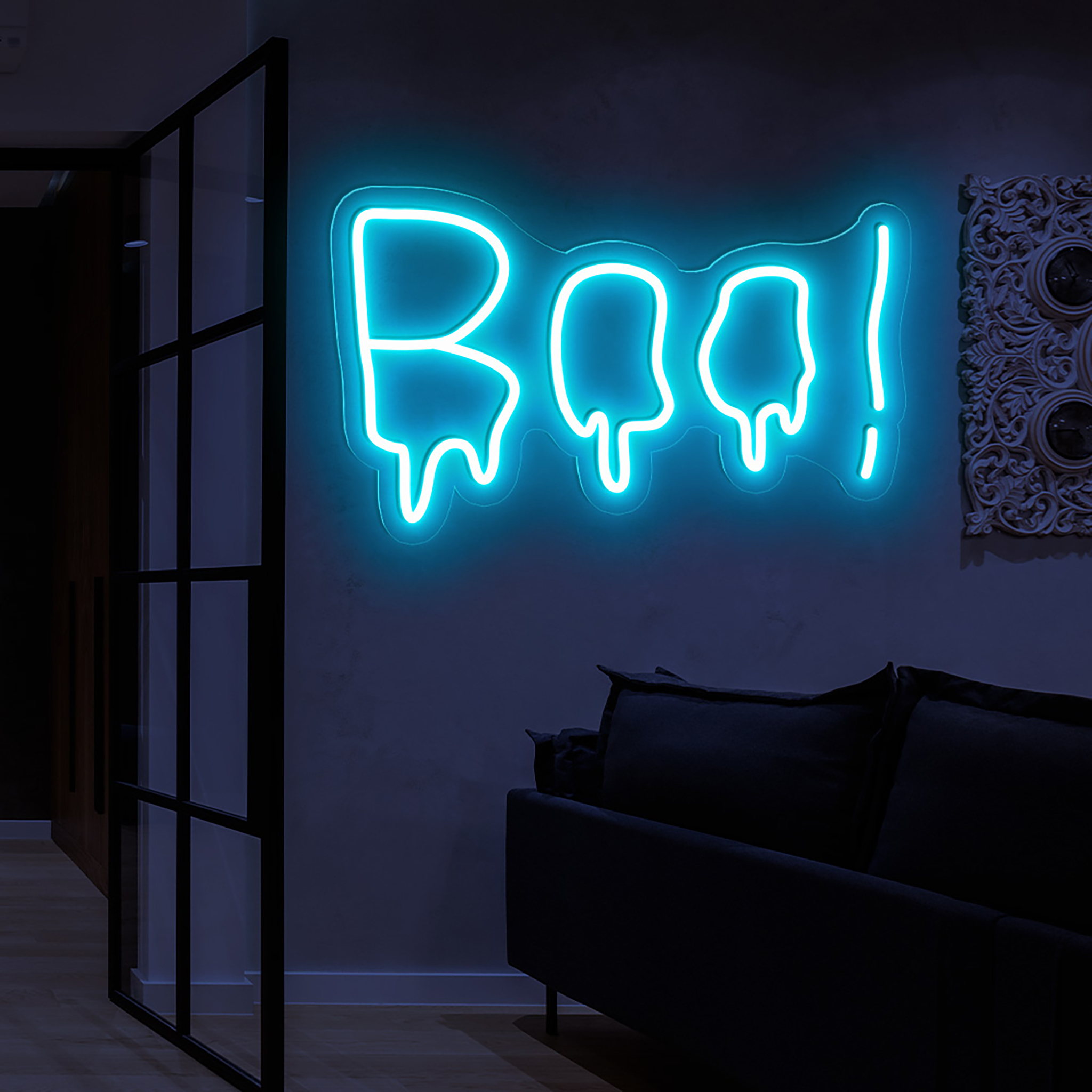 Distorted Boo Neon Sign Neon Sign Halloween Party Decorations