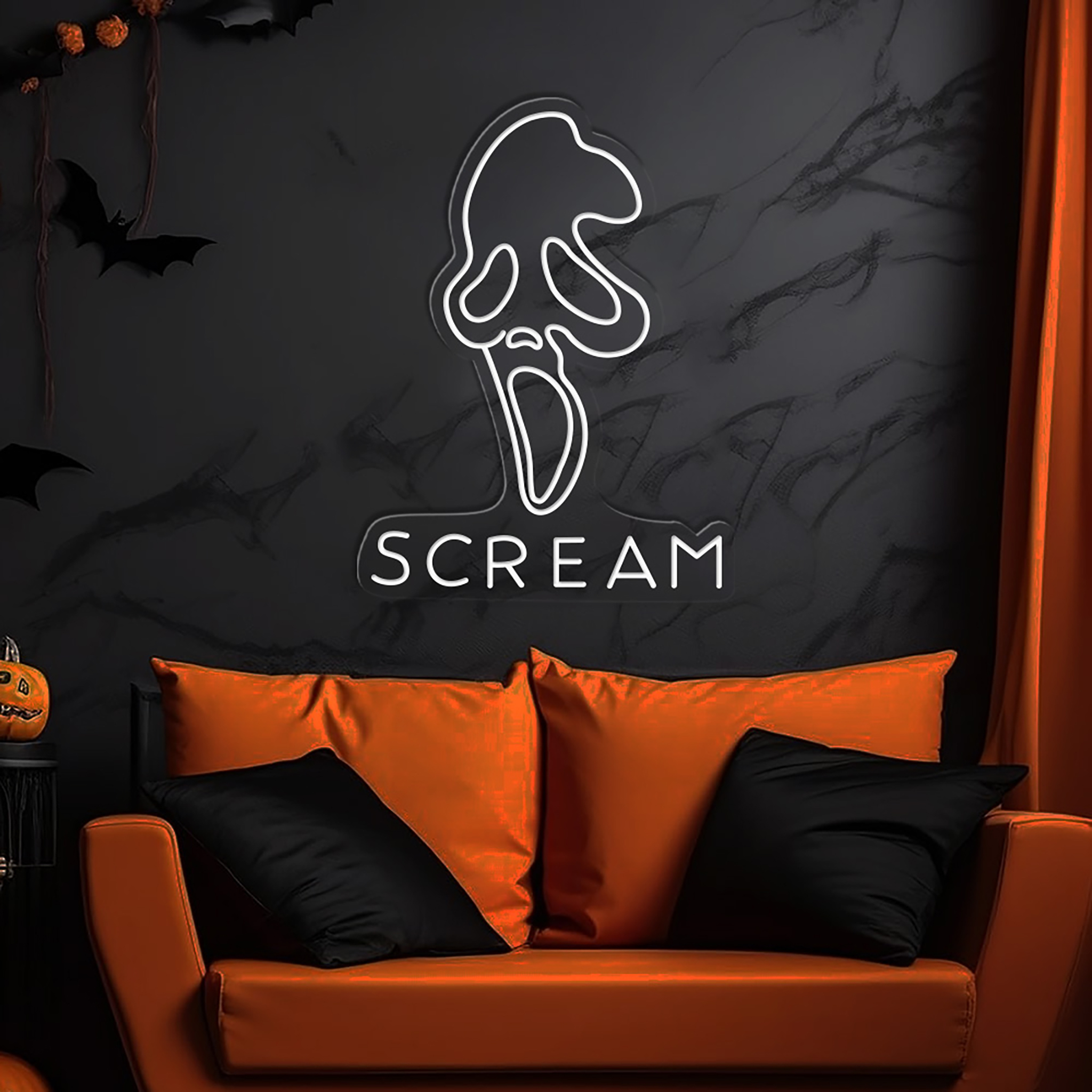 Scream Face Ghost Neon Sign Halloween Wall Decor