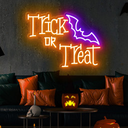 TRICK OR TREAT Neon Sign Halloween Wall Art Decor