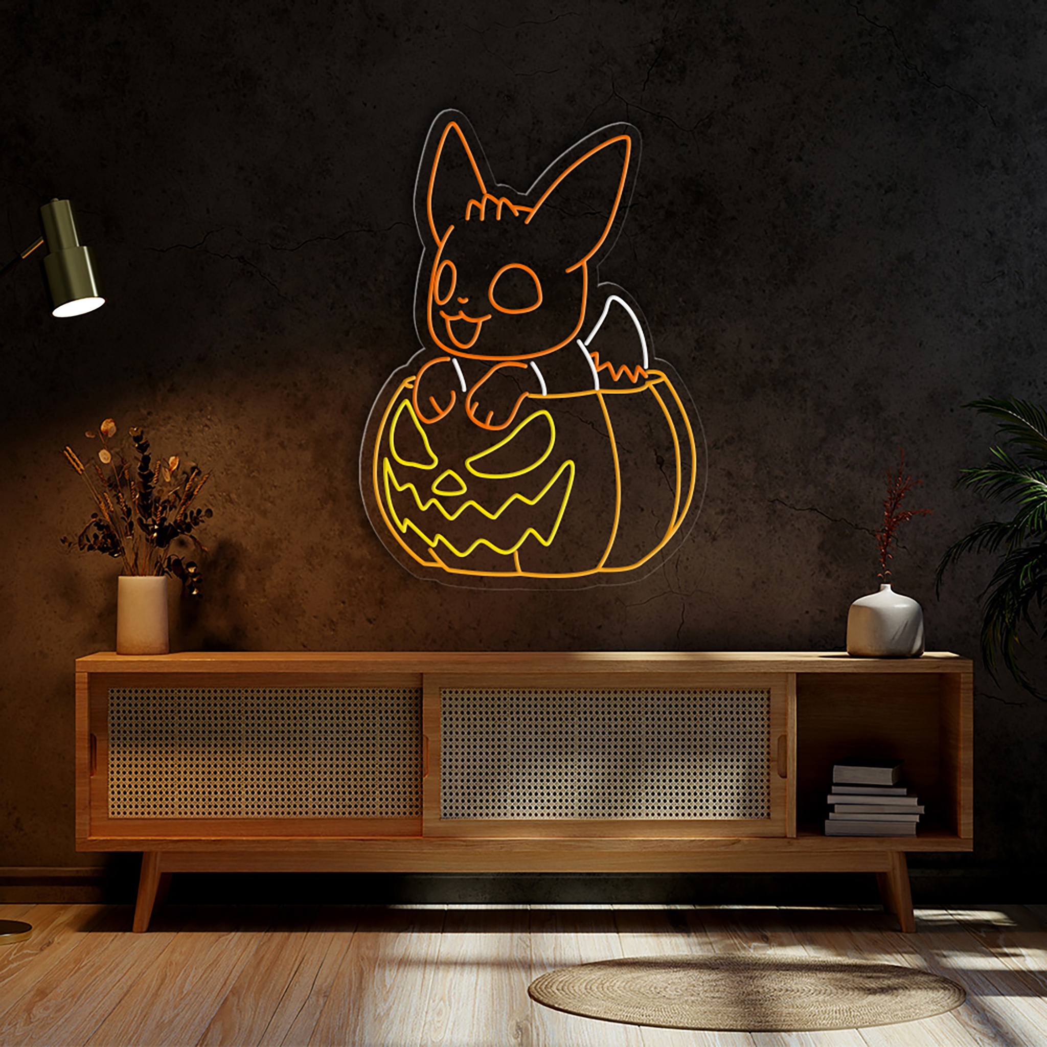 Halloween Eevee Neon Sign Halloween Wall Art Decor