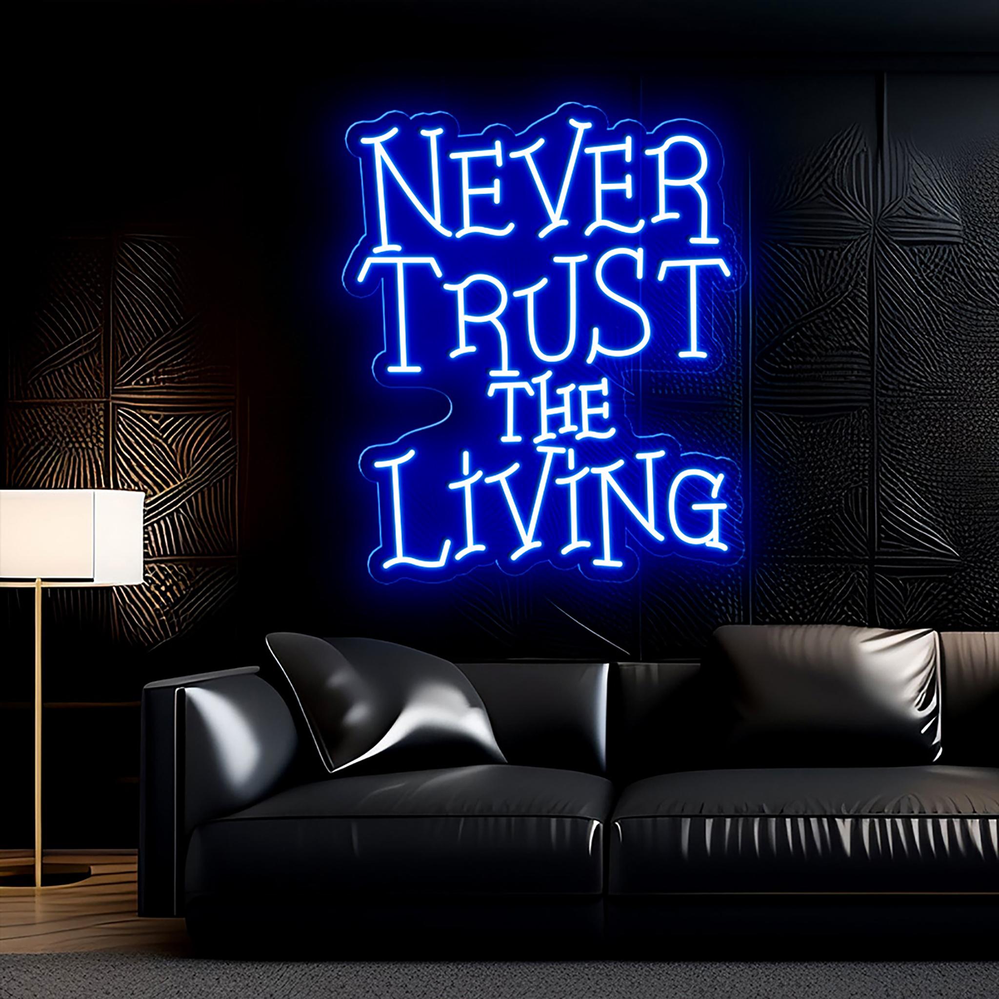 Never Trust The Living Neon Sign Halloween Wall Decor