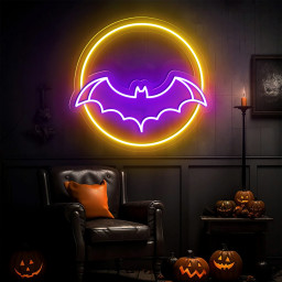 Bat And Moon Neon Sign Halloween Party Decor