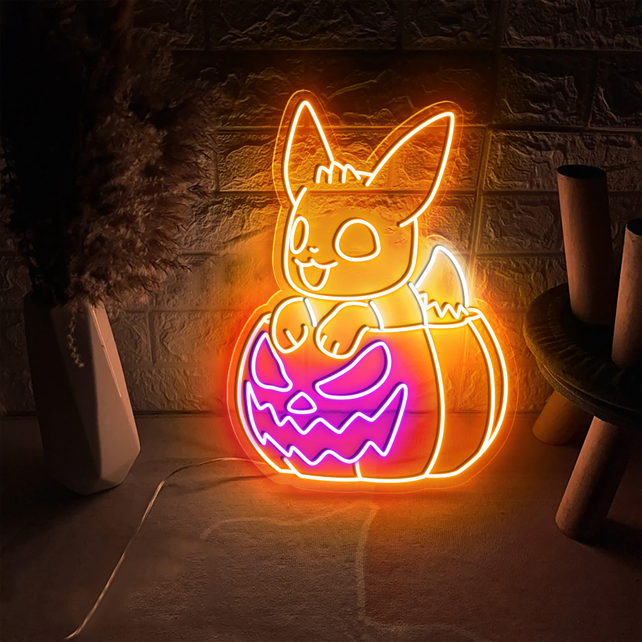 Halloween Eevee Neon Sign Halloween Wall Art Decor