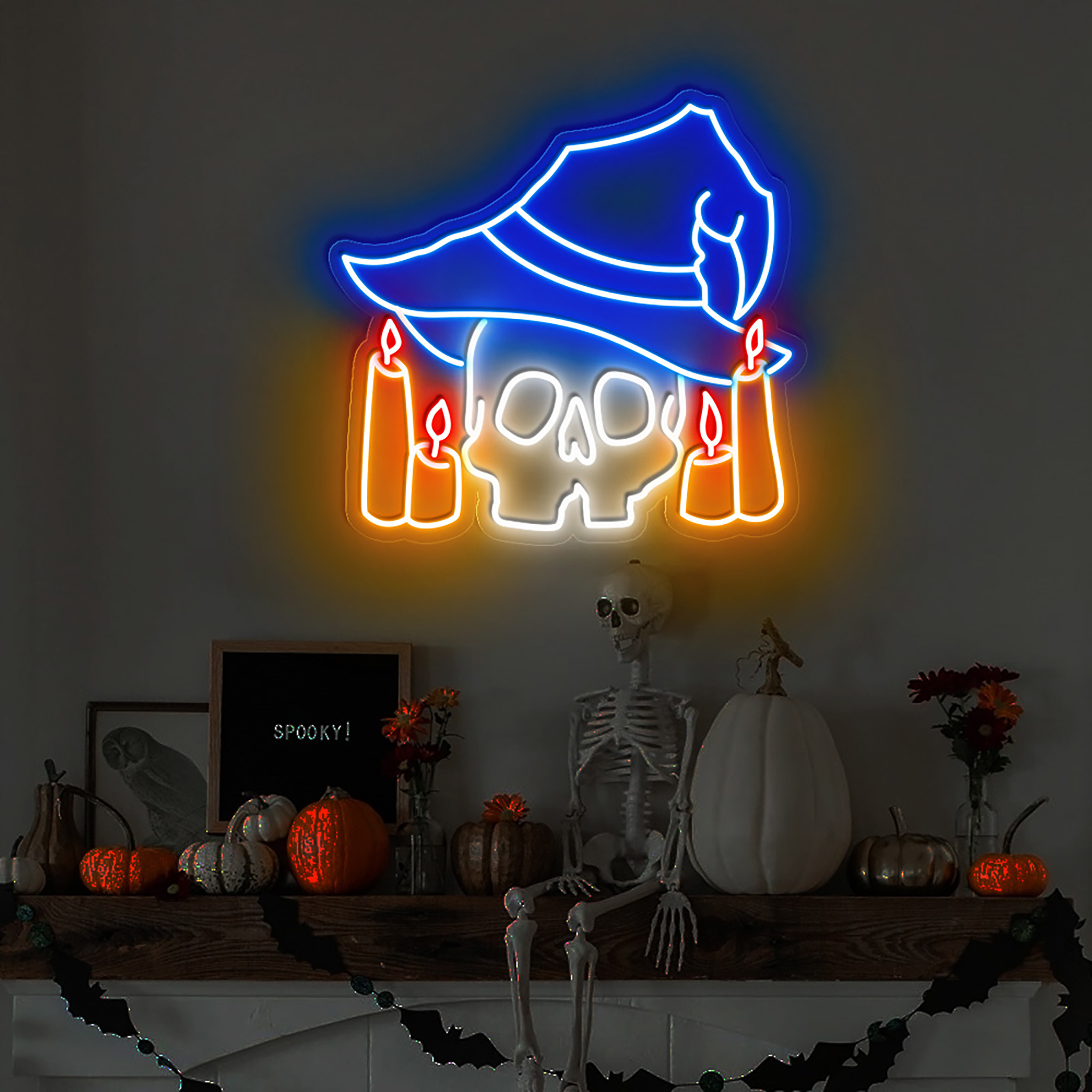 Witch Skull Neon Sign Halloween Party Decor