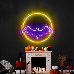 Bat And Moon Neon Sign Halloween Party Decor