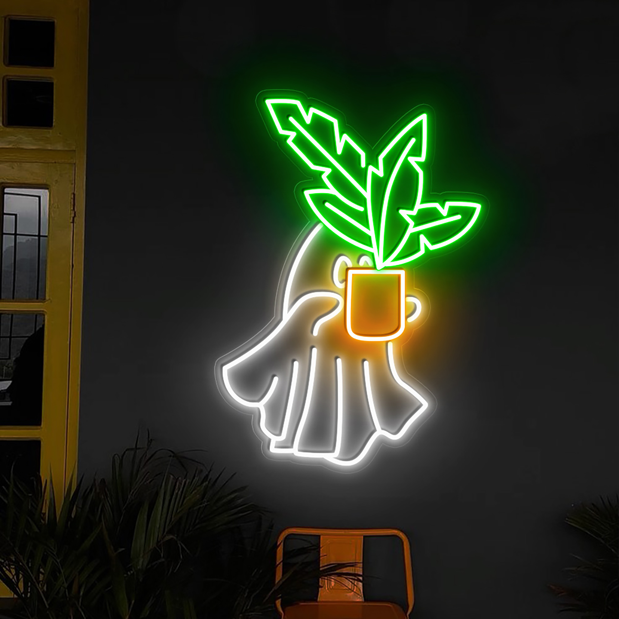 Plant Lady Ghost Neon Sign Halloween Wall Art Decor