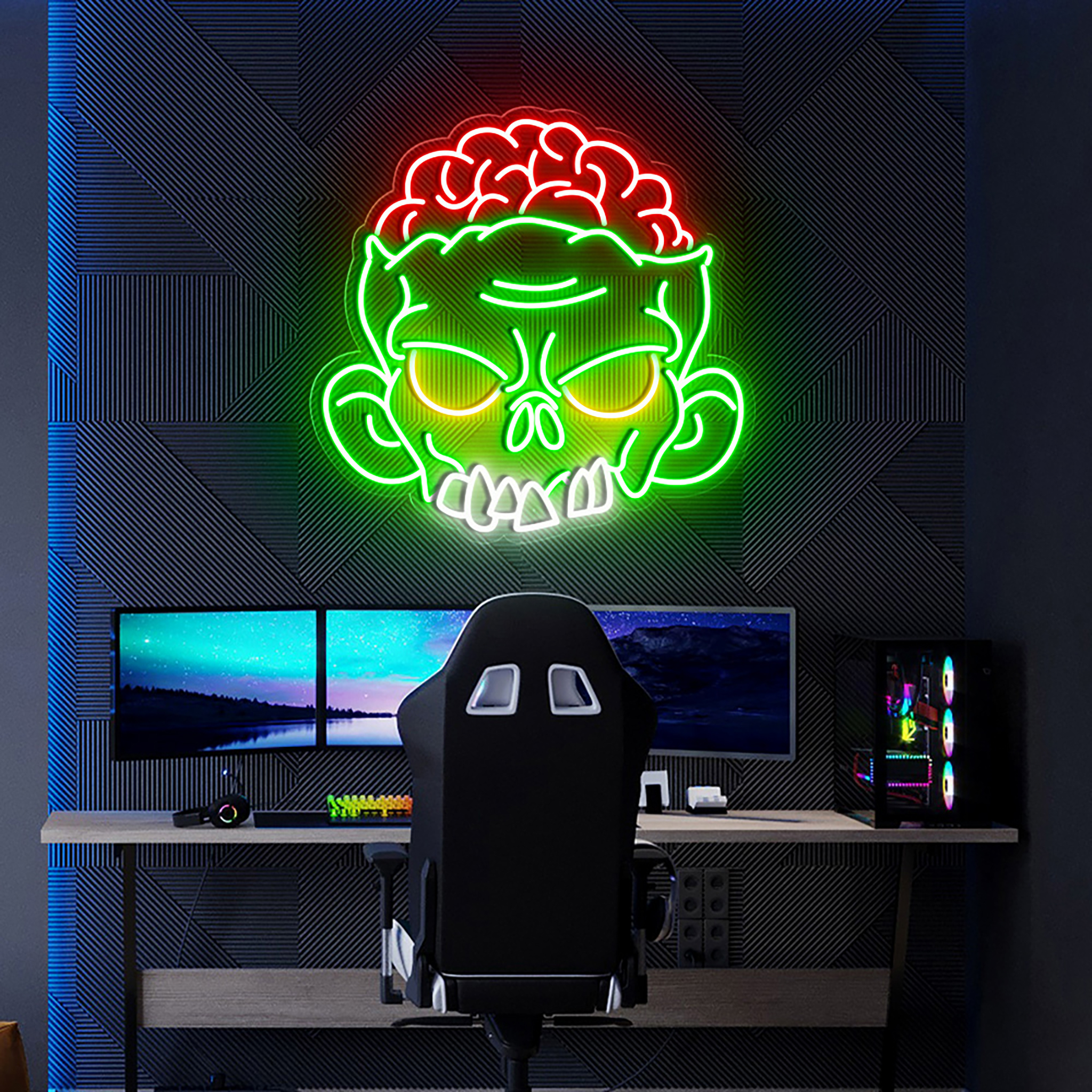 Green Zombie Neon Sign Halloween Party Decor