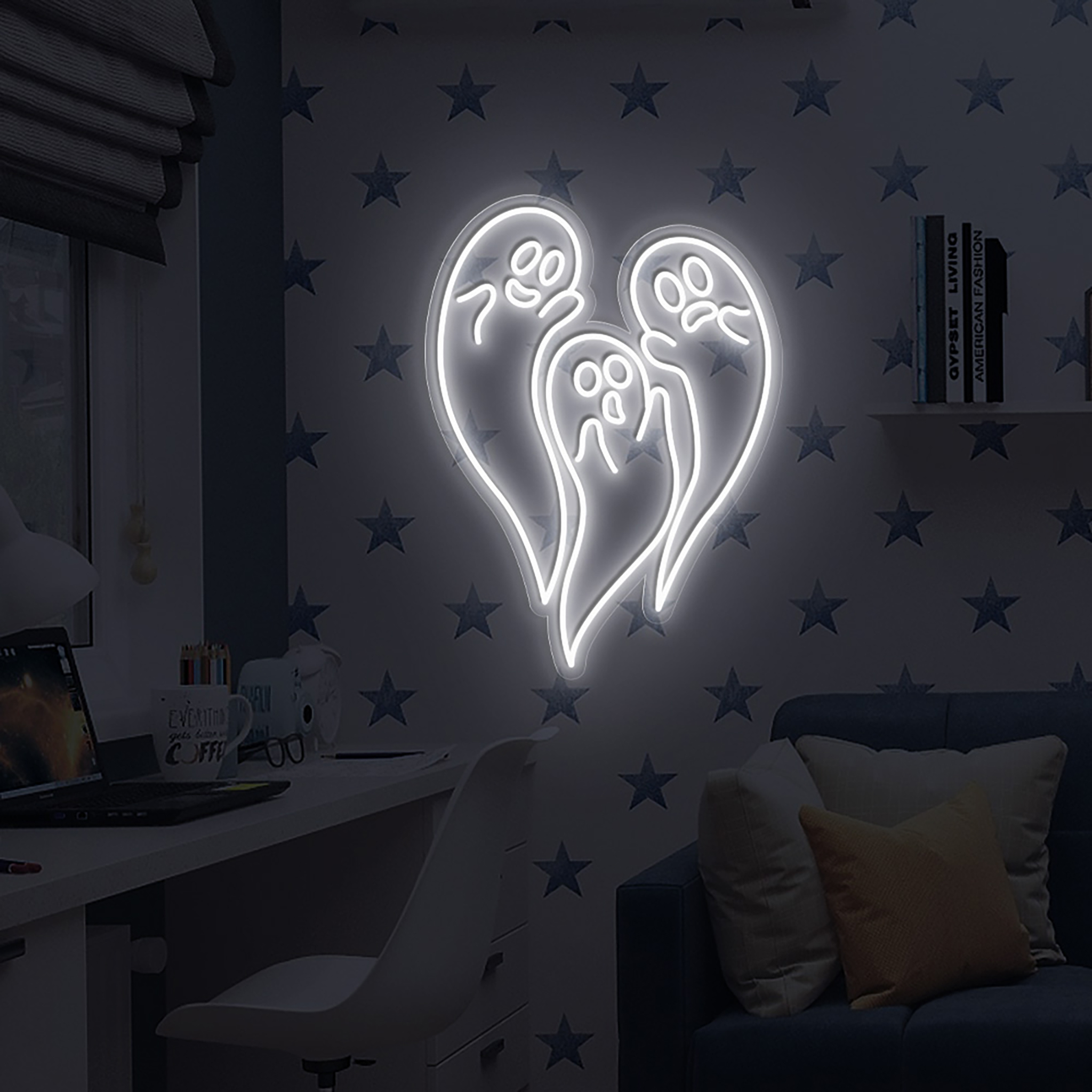 Boo Ghost Neon Sign Halloween Wall Art Decor