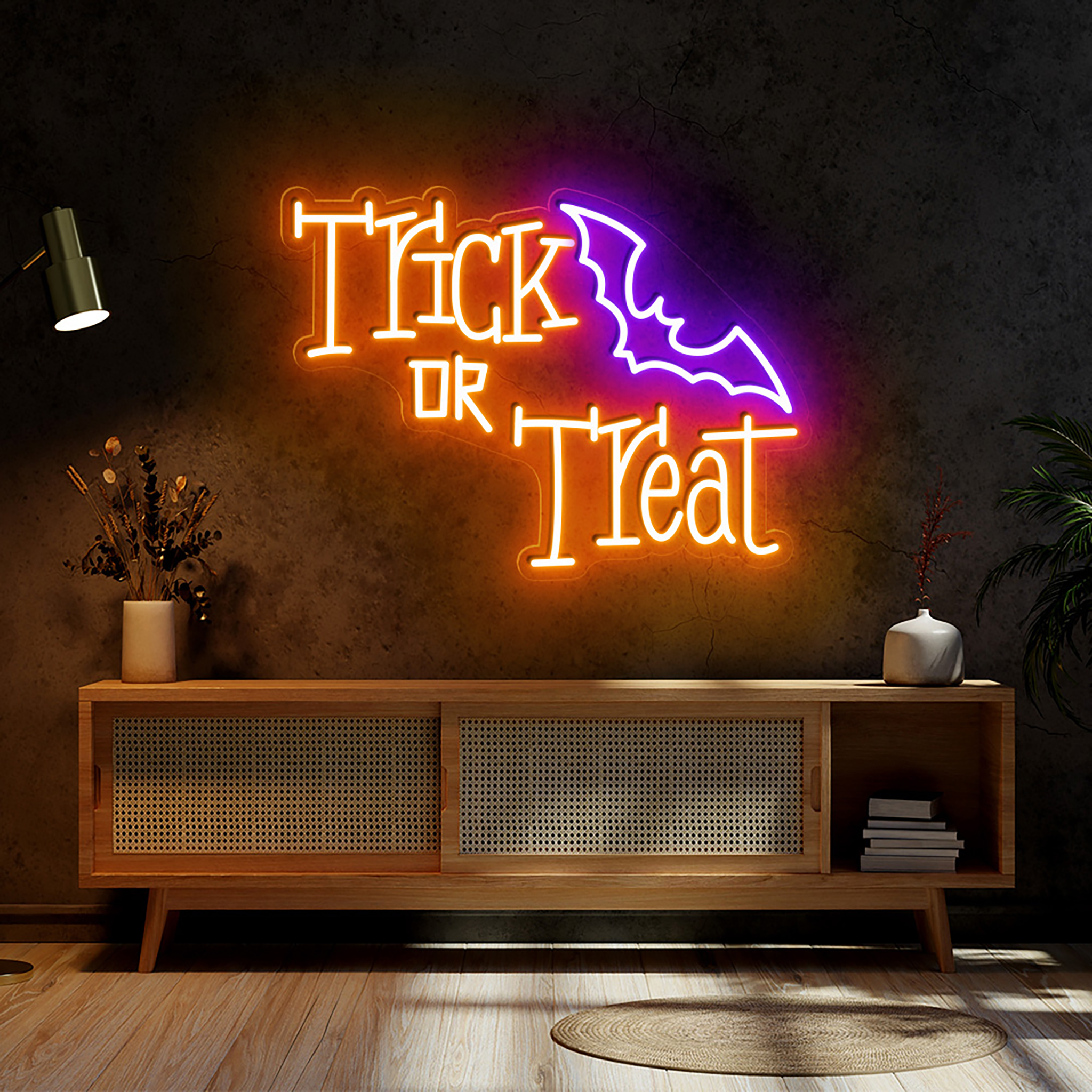 TRICK OR TREAT Neon Sign Halloween Wall Art Decor