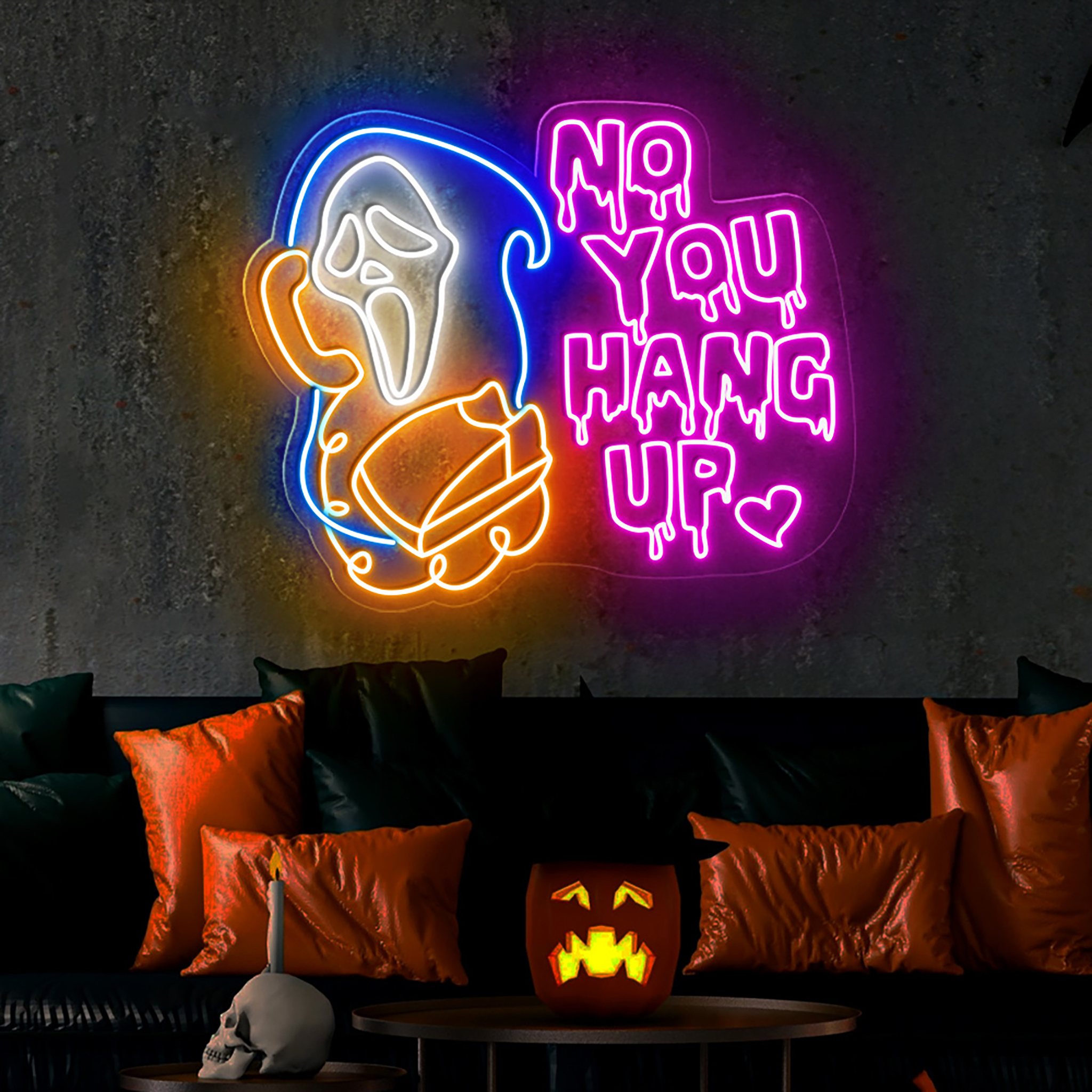 No You Hang Up Neon Sign Halloween Wall Art Decor