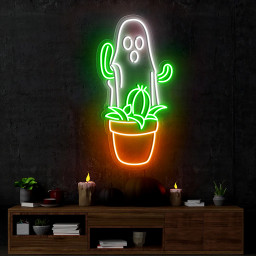 Ghost With Cactus Neon Sign Halloween Party Decor