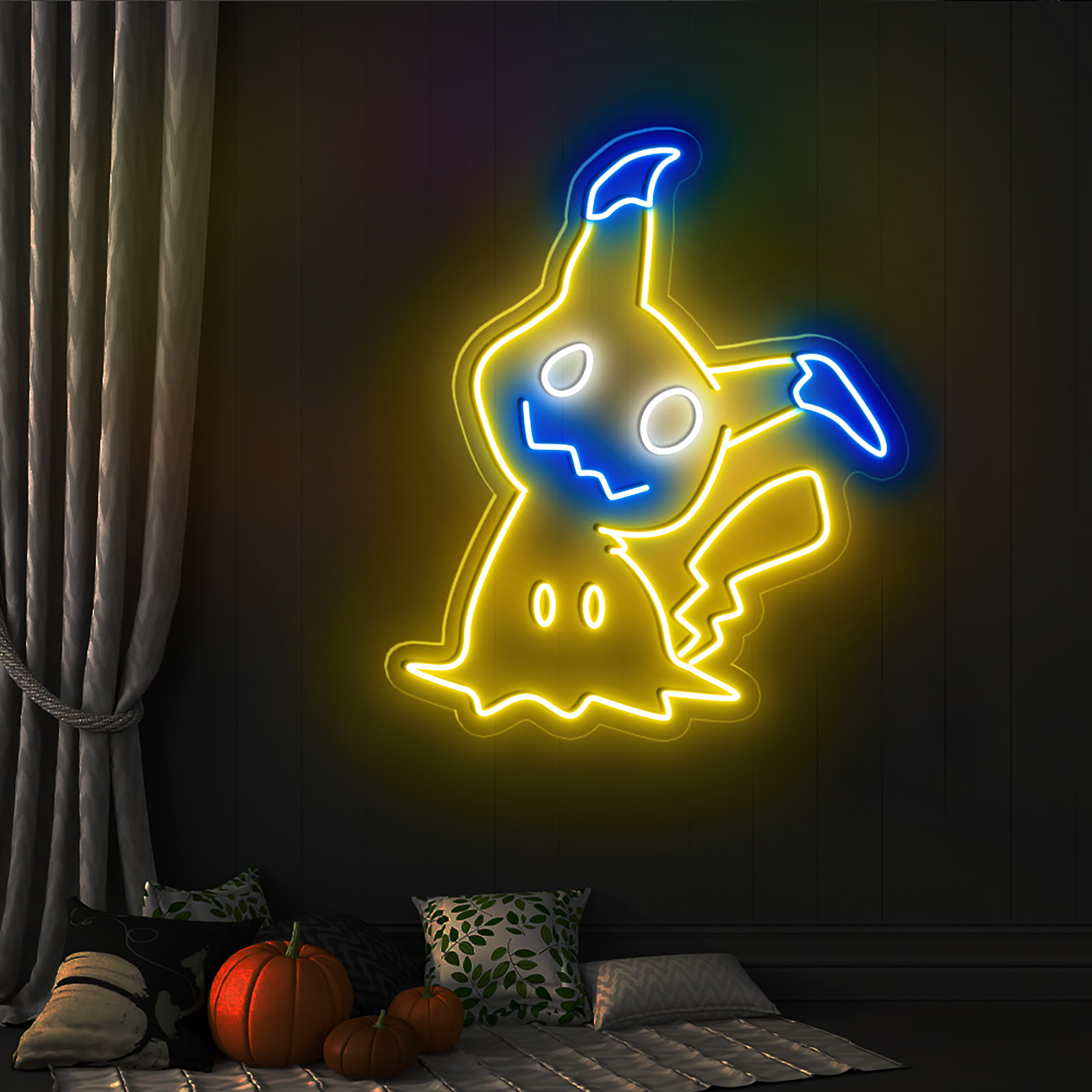 Halloween Pikachu Neon Sign Hanging Wall Art Decor