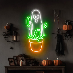 Ghost With Cactus Neon Sign Halloween Party Decor