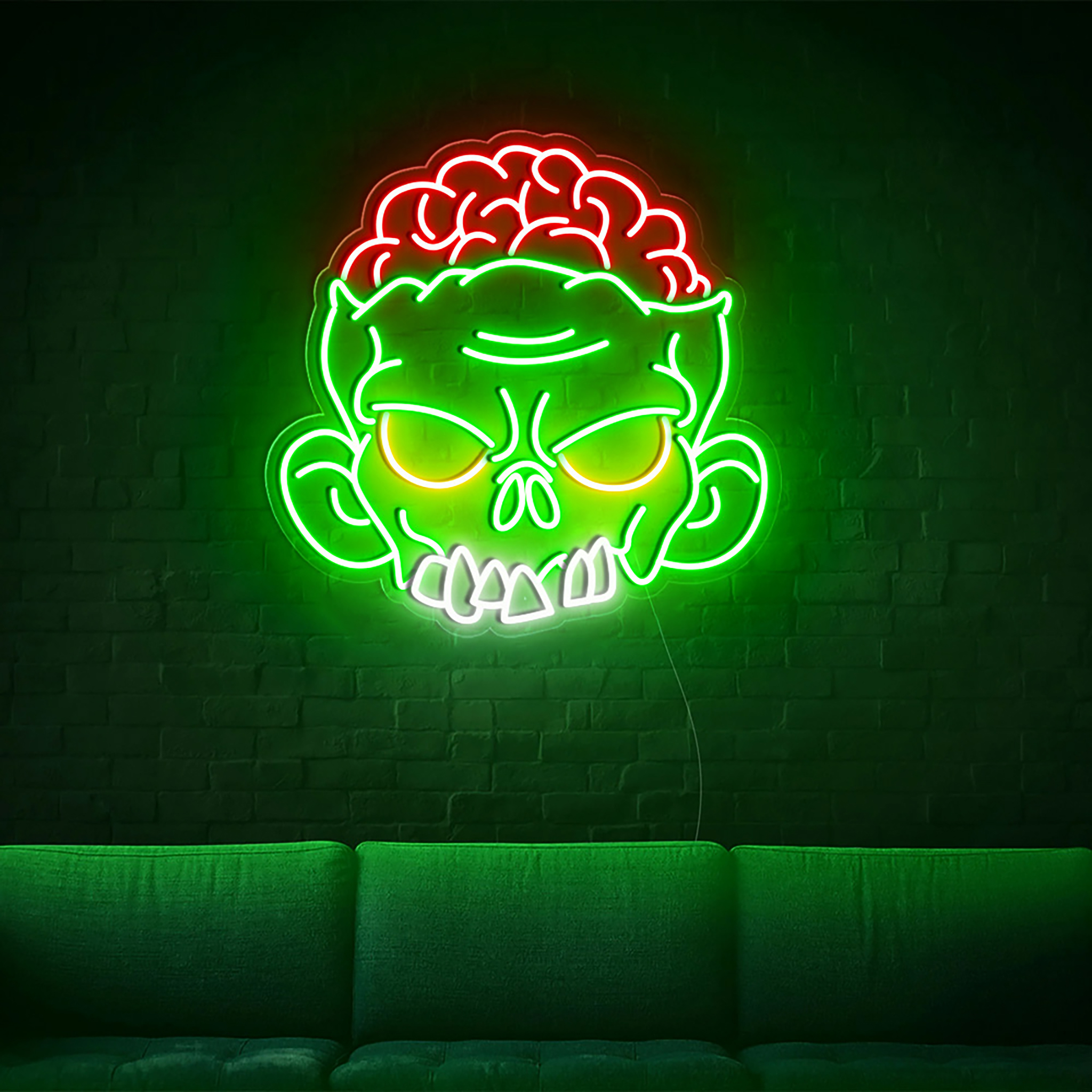 Green Zombie Neon Sign Halloween Party Decor