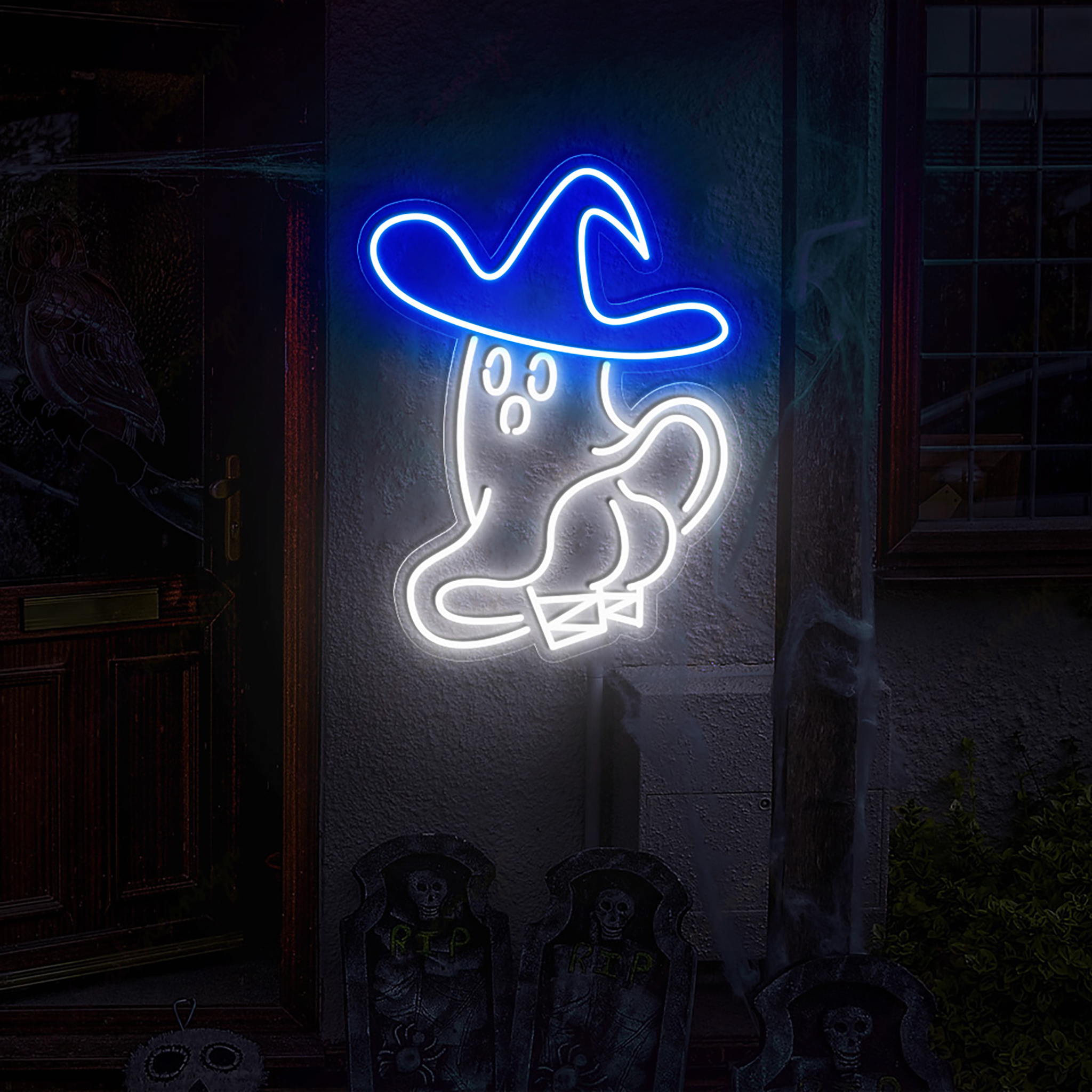 Ghost Wizard Neon Sign Halloween Wall Decor