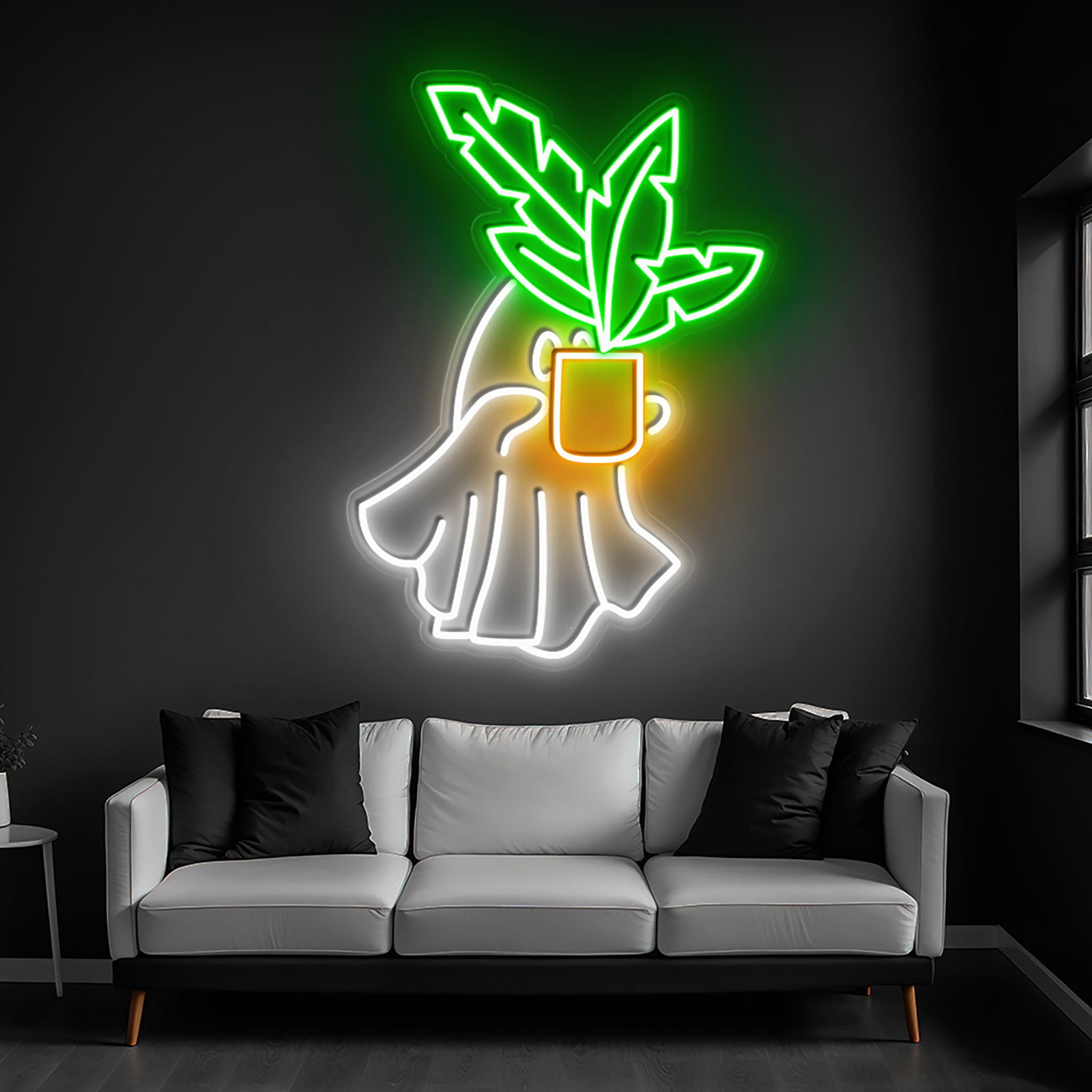 Plant Lady Ghost Neon Sign Halloween Wall Art Decor