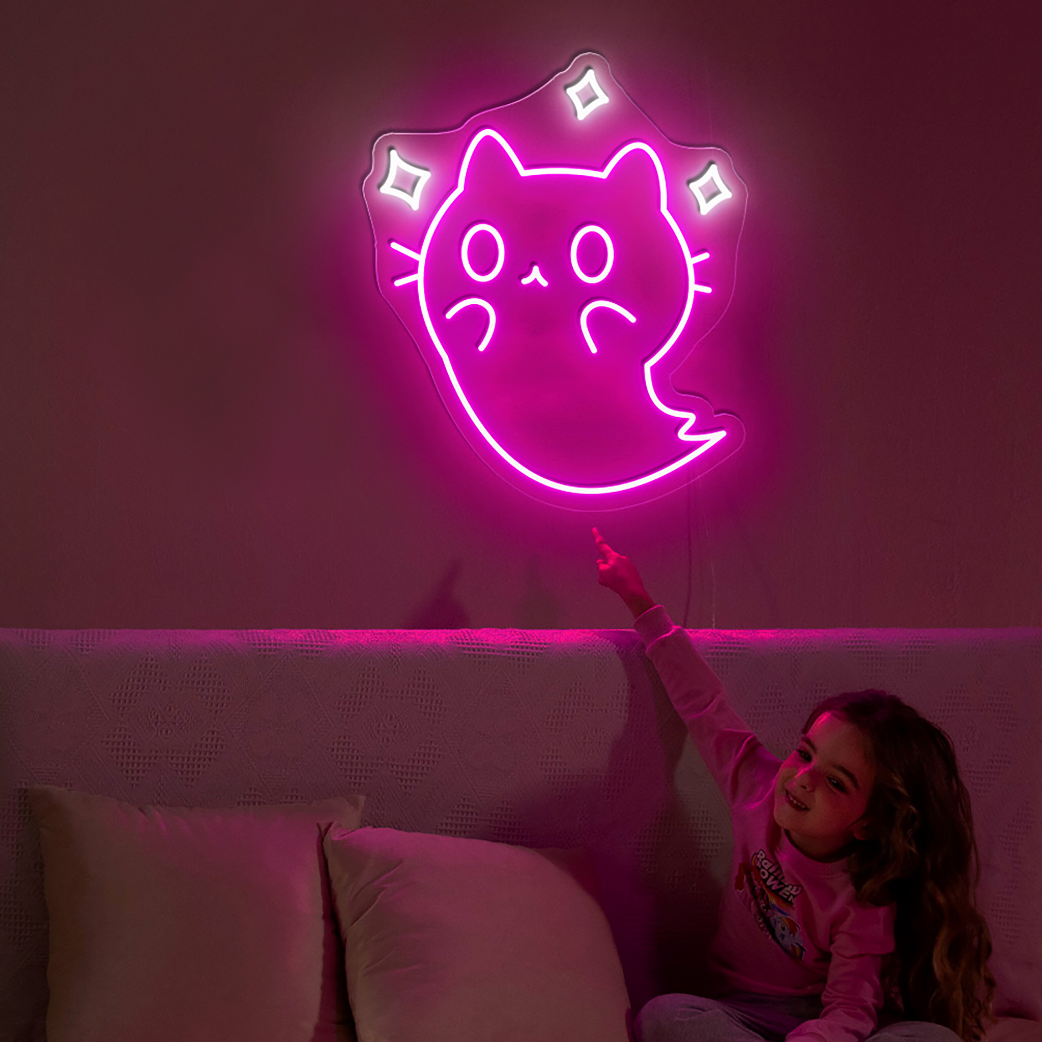 Halloween Cat Neon Sign Hanging Wall Art Decor