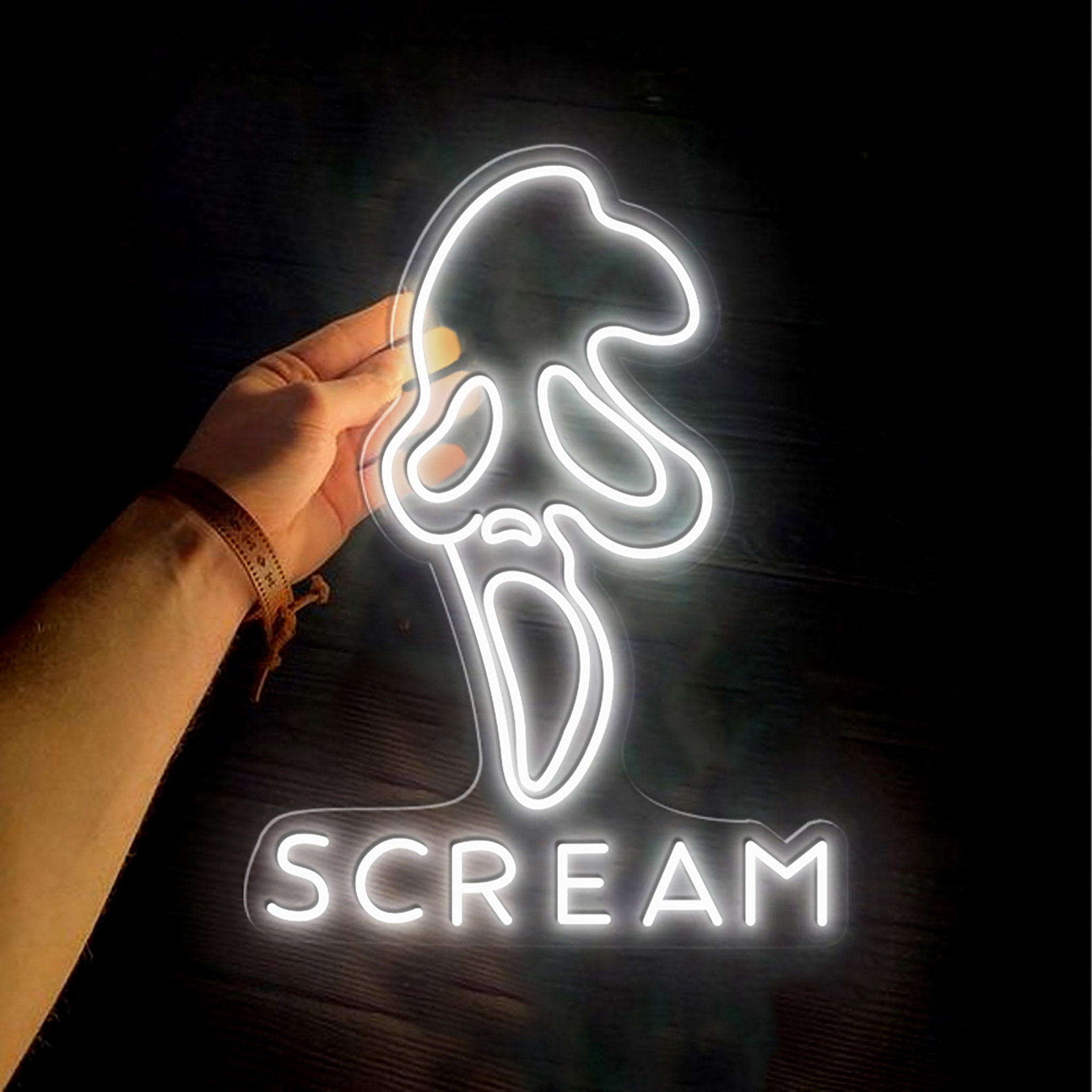 Scream Face Ghost Neon Sign Halloween Wall Decor