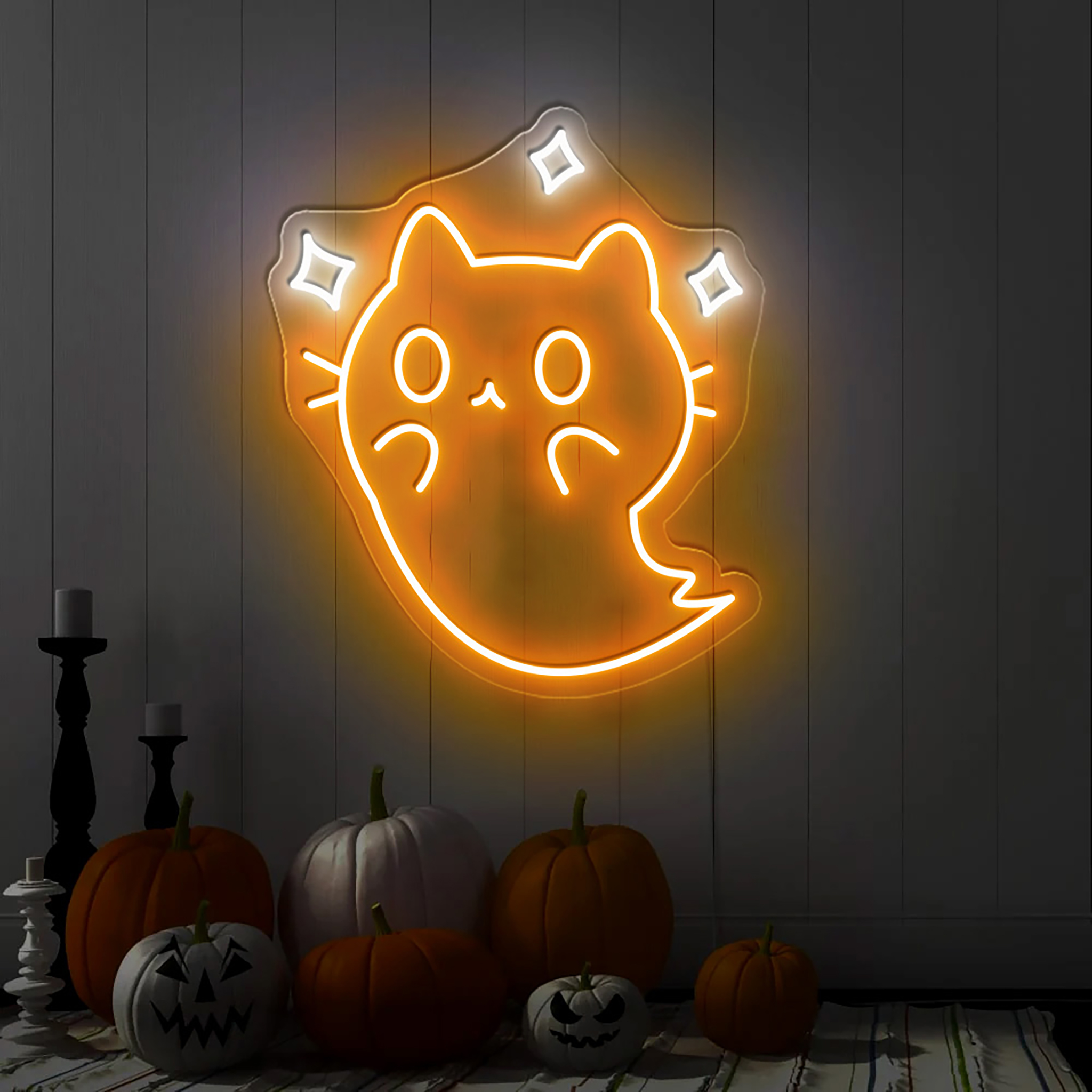 Halloween Cat Neon Sign Hanging Wall Art Decor