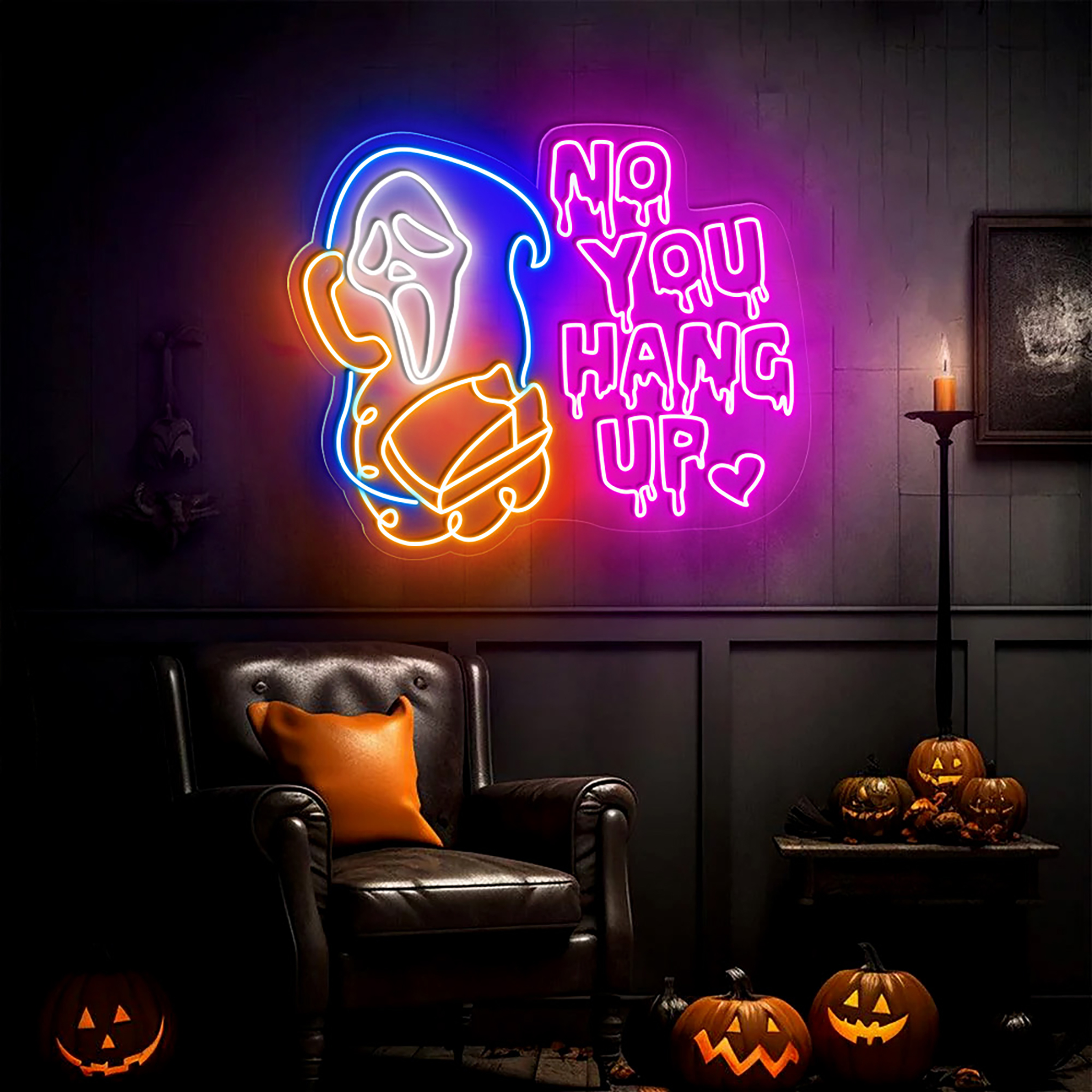 No You Hang Up Neon Sign Halloween Wall Art Decor