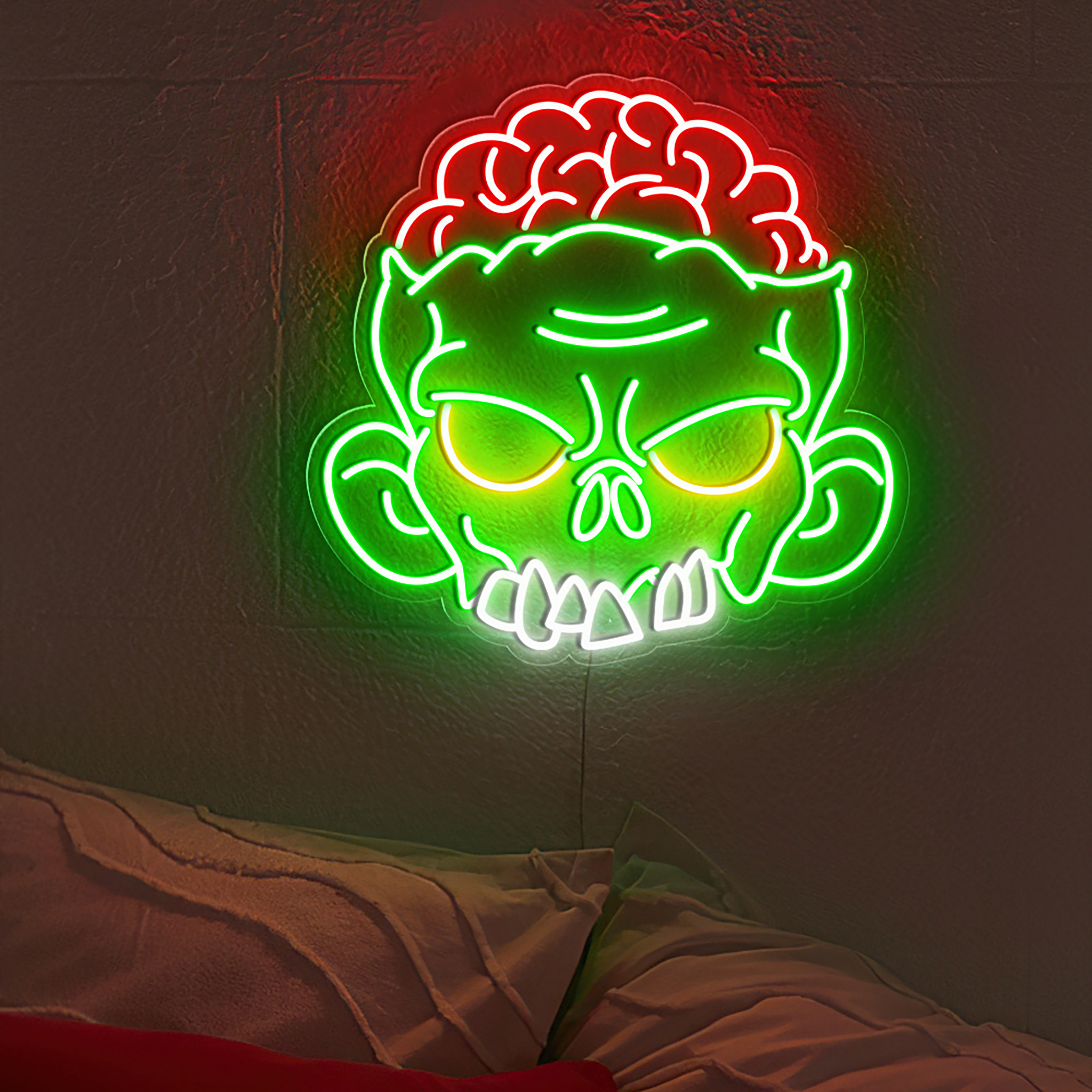 Green Zombie Neon Sign Halloween Party Decor