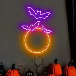 Moon Bat Neon Sign Halloween Wall Art Decor