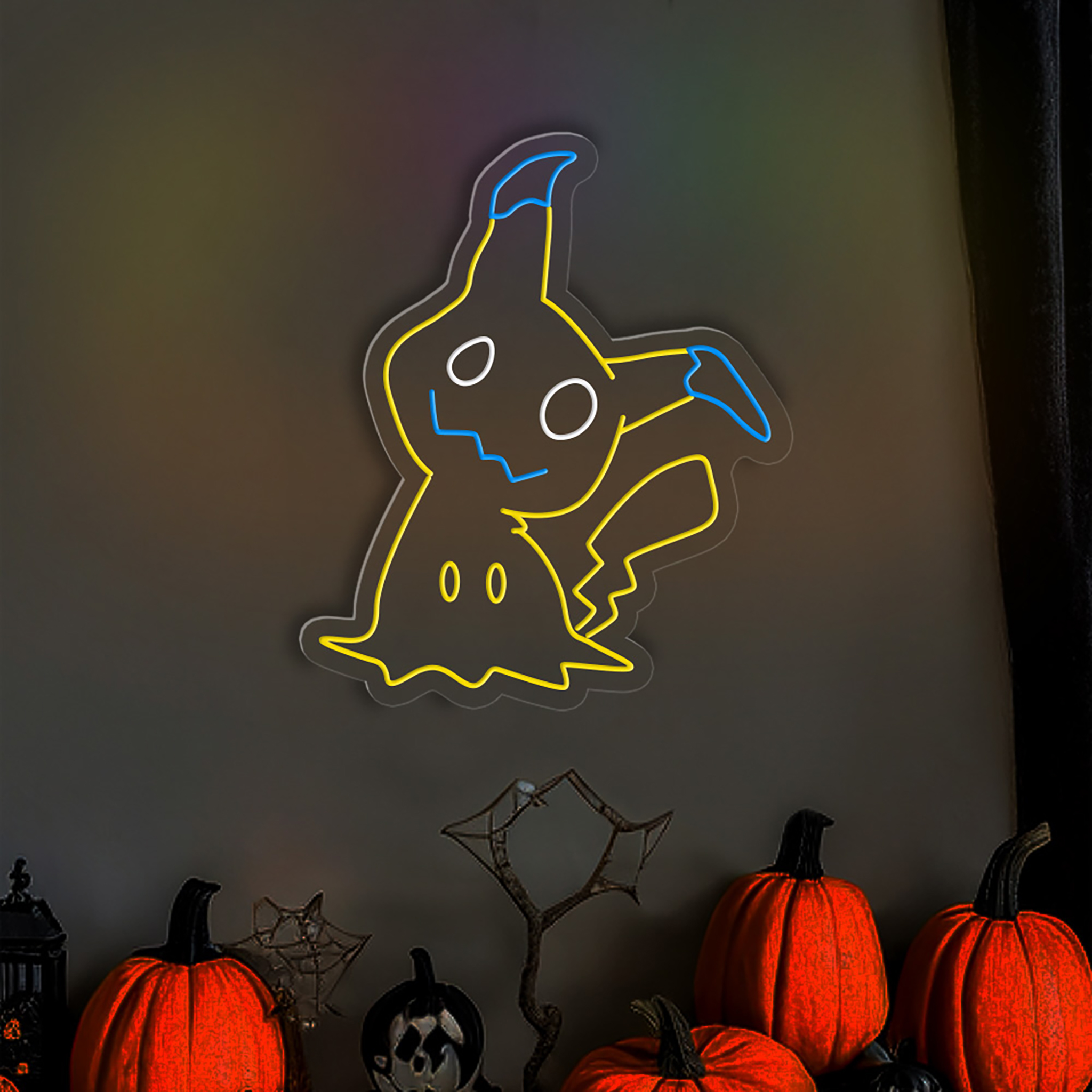 Halloween Pikachu Neon Sign Hanging Wall Art Decor