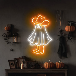 Halloween Western Ghost Neon Sign Hanging Wall Art Decor