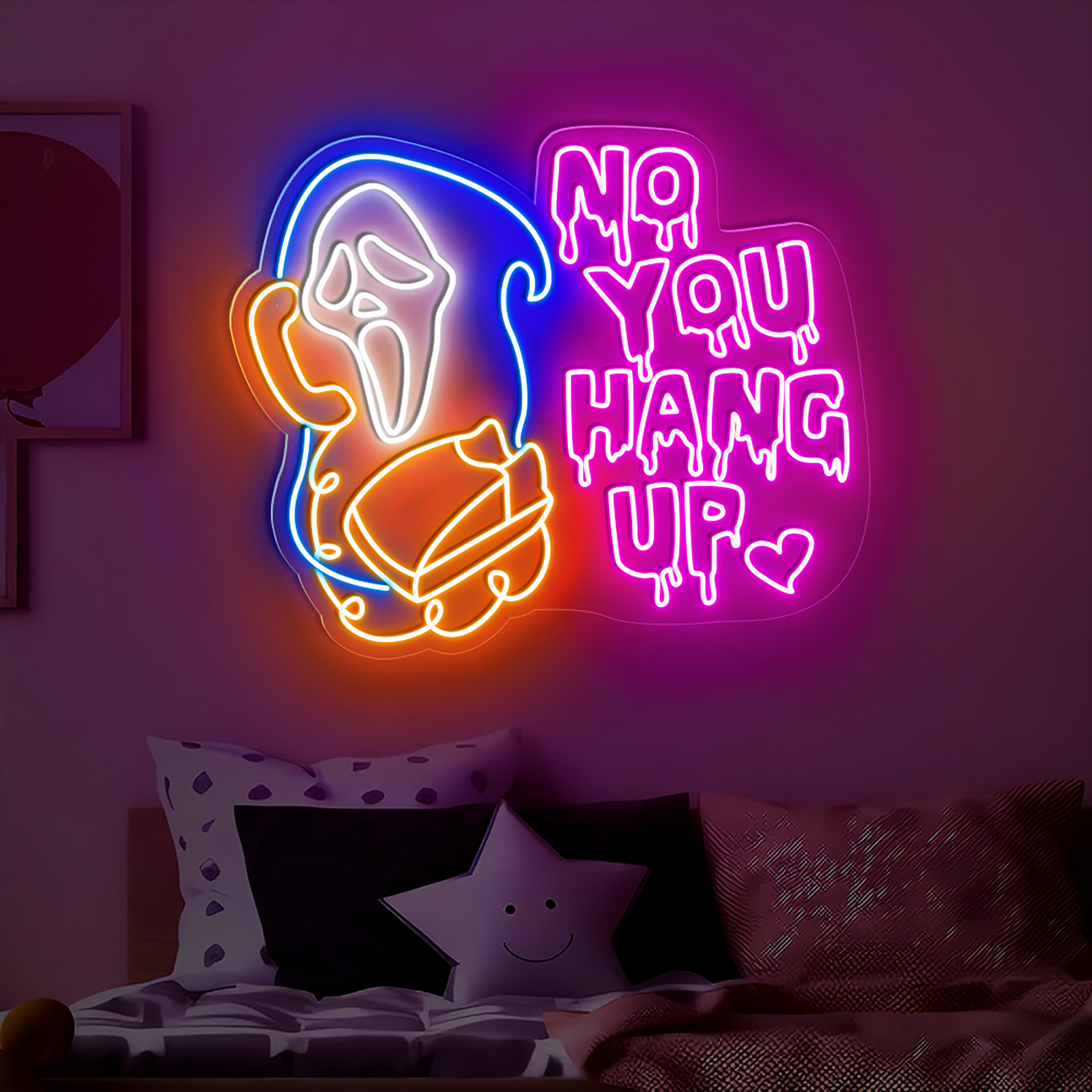 No You Hang Up Neon Sign Halloween Wall Art Decor