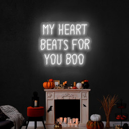 My Heart Beats For You Boo Neon Sign Halloween Wall Art Decor