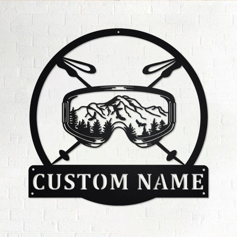Custom Ski Goggles Metal Wall Art, Personalized Skier Name Sign Decoration For Room, Ski Goggles Home Decor, Custom Ski Goggles,Skiing Lover