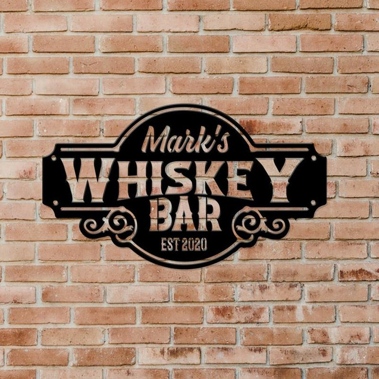 Personalized Whiskey Bar Metal Sign, Custom Name Beer Sign, Metal Home Bar Decor, Whisky Scotch Drink Lover Gift