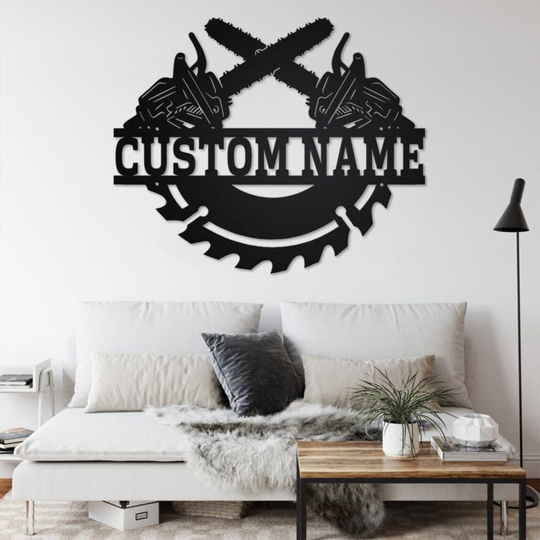 Custom Lumberjack Chainsaw Metal Wall Art, Personalized Lumberjack Name Sign Decoration For Room, Lumberjack Home Decor, Custom Lumberjack