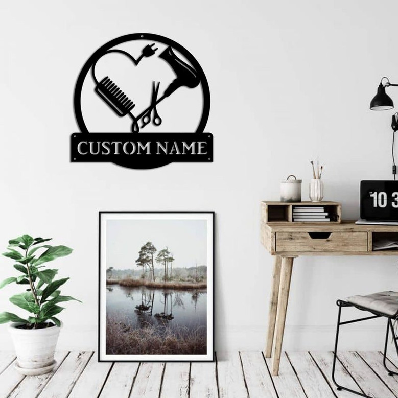 Personalized Barber Hair Stylist Metal Sign Art Custom Hair Stylist Monogram Metal Sign Hair Stylist Gifts Job Gift Hair Salon Gift