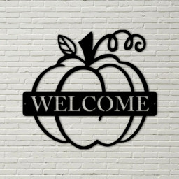 Custom Name Pumpkin Metal Sign, Pumpkin Door Hanger, Fall Door Hanger, Custom Fall Wreath, fall door hanger, fall decor, halloween signs