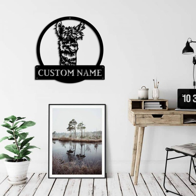 Personalized llama Animal Monogram Metal Sign Art, Custom llama Metal Sign, llama Animal Lover Sign Decoration Living Room, llama name sign