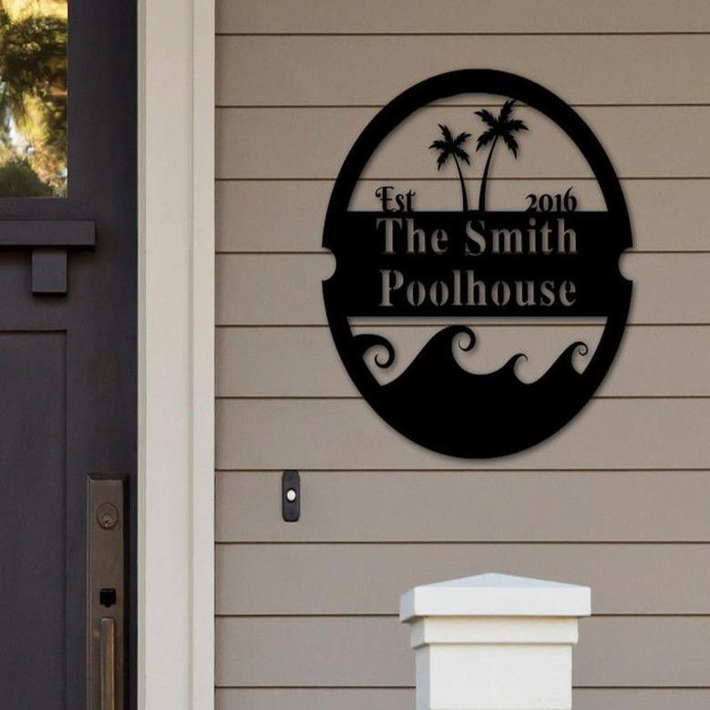 Personalized Family Pool Sign, Swimming Pool Metal Sign, Custom Beach House Sign, Summer Home Decor