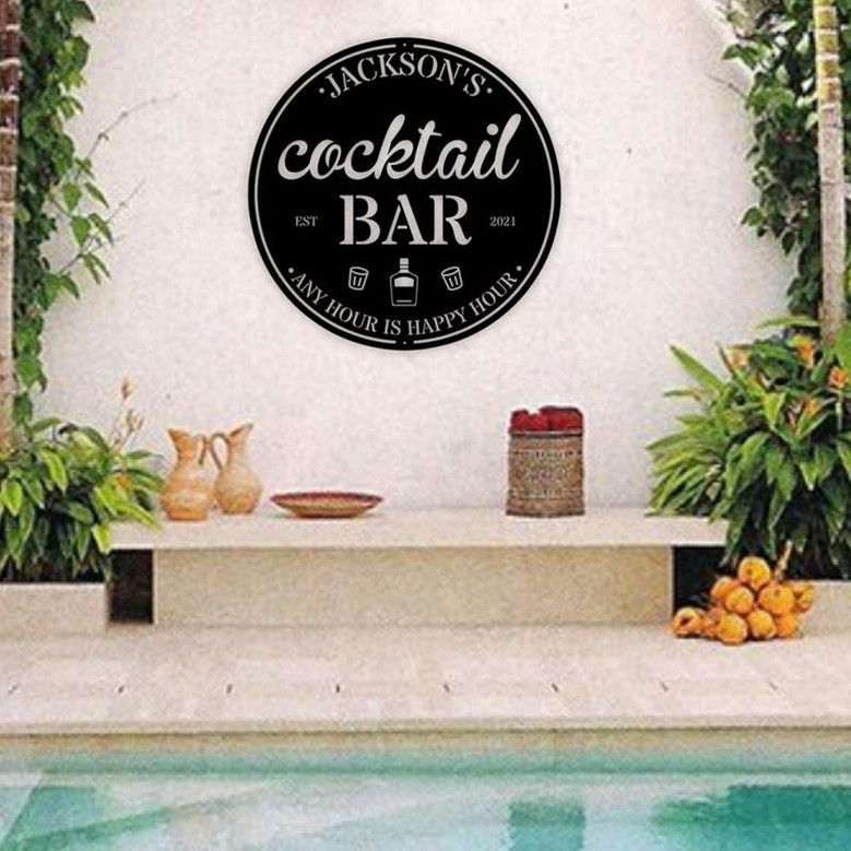Cocktail Bar, Bar Signs, Personalized Bar Sign, Personalized Signs, Bar Decor, Man Cave, Metal Sign, Father&#39;s Day Gift, Custom Bar Sign
