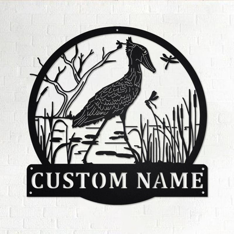Custom Shoebill Whalehead Stork Bird Metal Wall Art,Personalized Shoebill Whalehead Stork Bird Name Sign Decoration For Room,Bird Home Decor