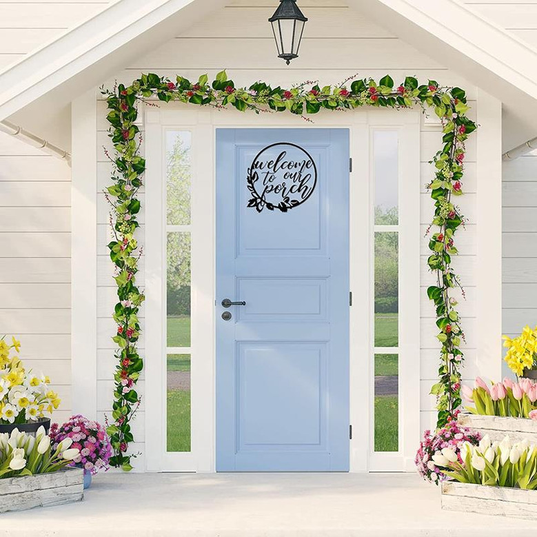 Welcome To Our Porch Metal Sign for Kitchen Farmhouse Home Office