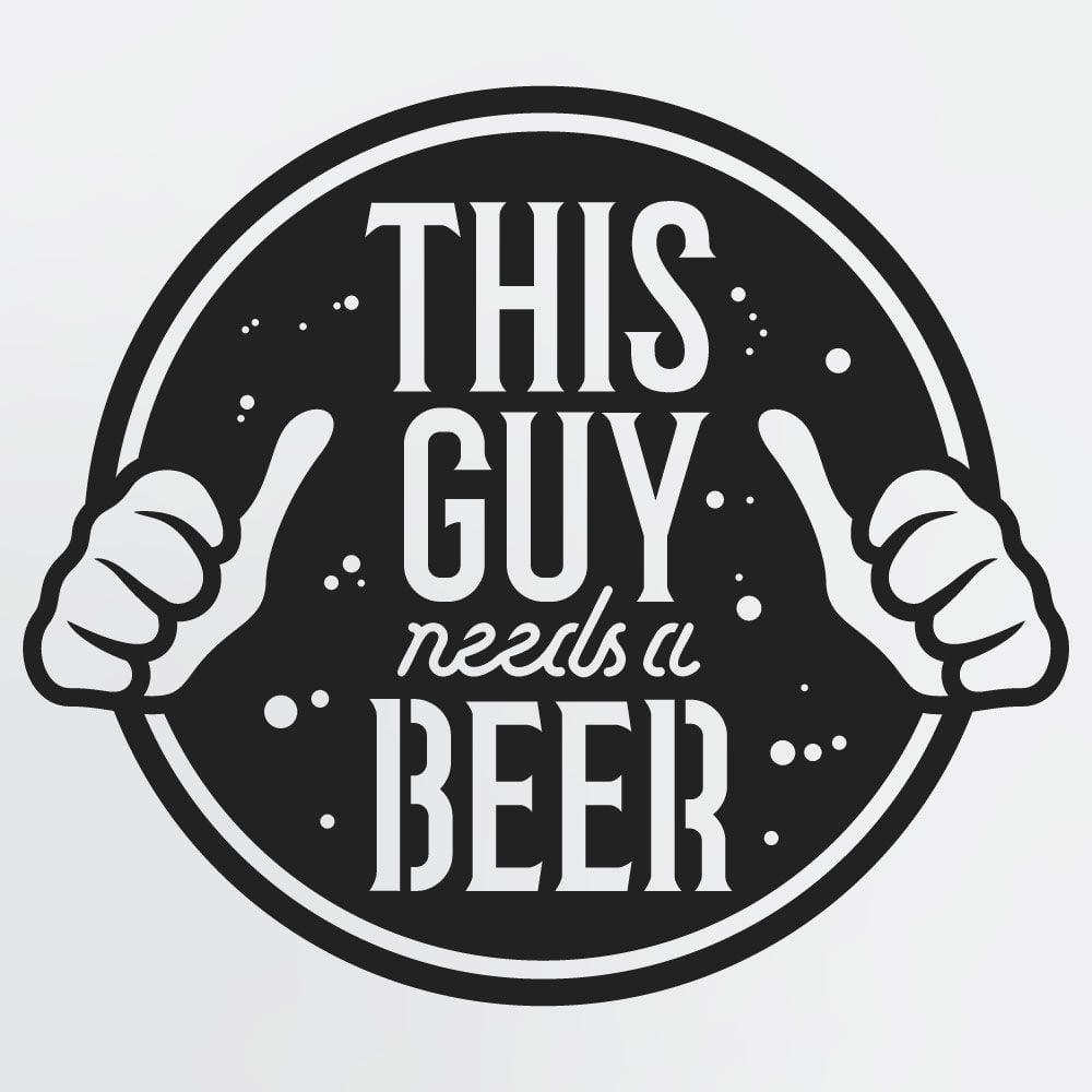 Metal Bar Sign, This Guy Needs A Beer With Two Thumbs Pointing, Beer Sign