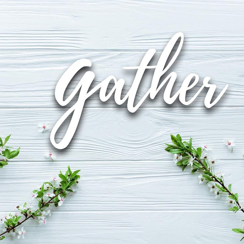 Gather Sign Gather Script Word Sign Rustic Metal Gather Sign Housewarming Farmhouse Decor Metal Wall Art Metal Word Art Cursive Word Custom