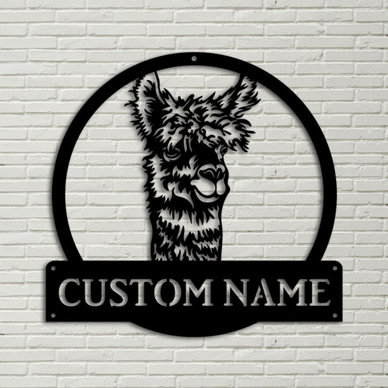 Personalized llama Animal Monogram Metal Sign Art, Custom llama Metal Sign, llama Animal Lover Sign Decoration Living Room, llama name sign