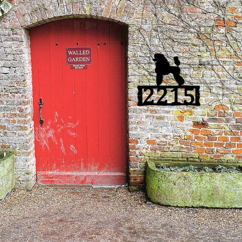 Dog House Numbers - Poodle Metal Address Plaque for House, Address Number, Metal Address Sign, House Numbers, Front Porch Address
