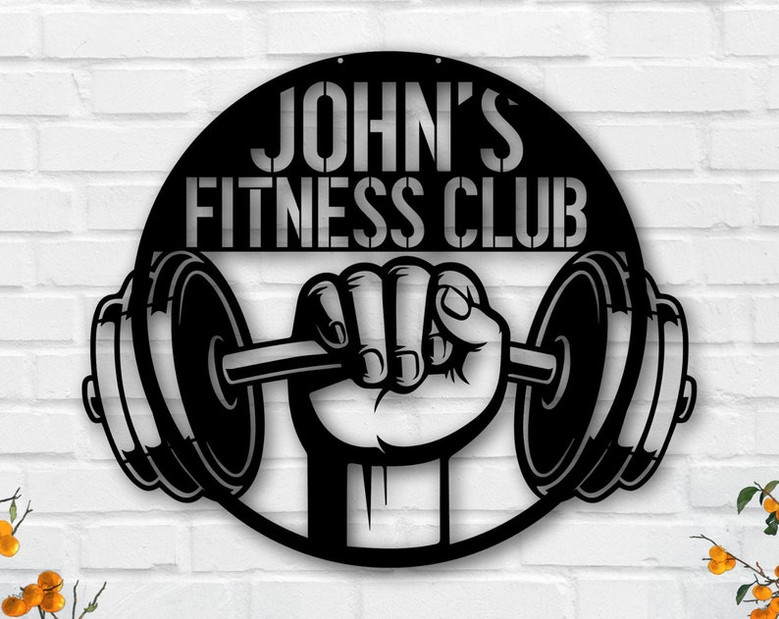Personalized Home Gym Signs for Workout Room-Metal Fitness Wall Art-Gym Name Metal Sign-Home Gym Art-Cross Fit Sign-Personalized Gym Sign