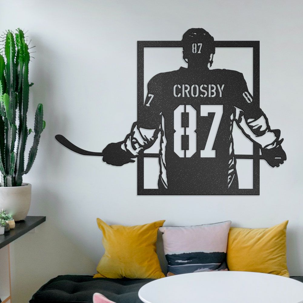 Personalized Metal Hockey Player Sign With Custom Jersey Name & Number