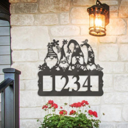 Gnome Address Metal Home Art, Laser Cut Metal Art